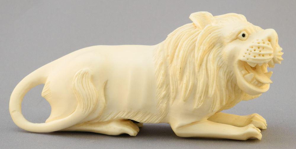 Carved Lion Figure, No Export, 4 3/8" L. (1 of 3)