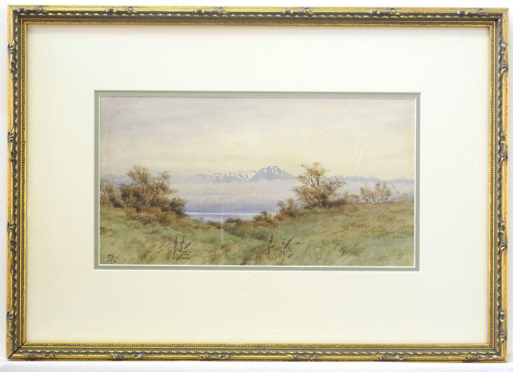 Watercolour Monogrammed Twice SM(Samuel Maclure), 6 1/2" x 12 1/4" "Olympic Mountains". (1 of 5)