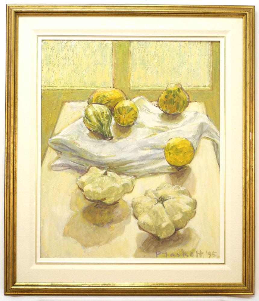 Oil on Canvas Signed (Joseph) Plaskett '95, "White Table With Gourds". (1 of 6)