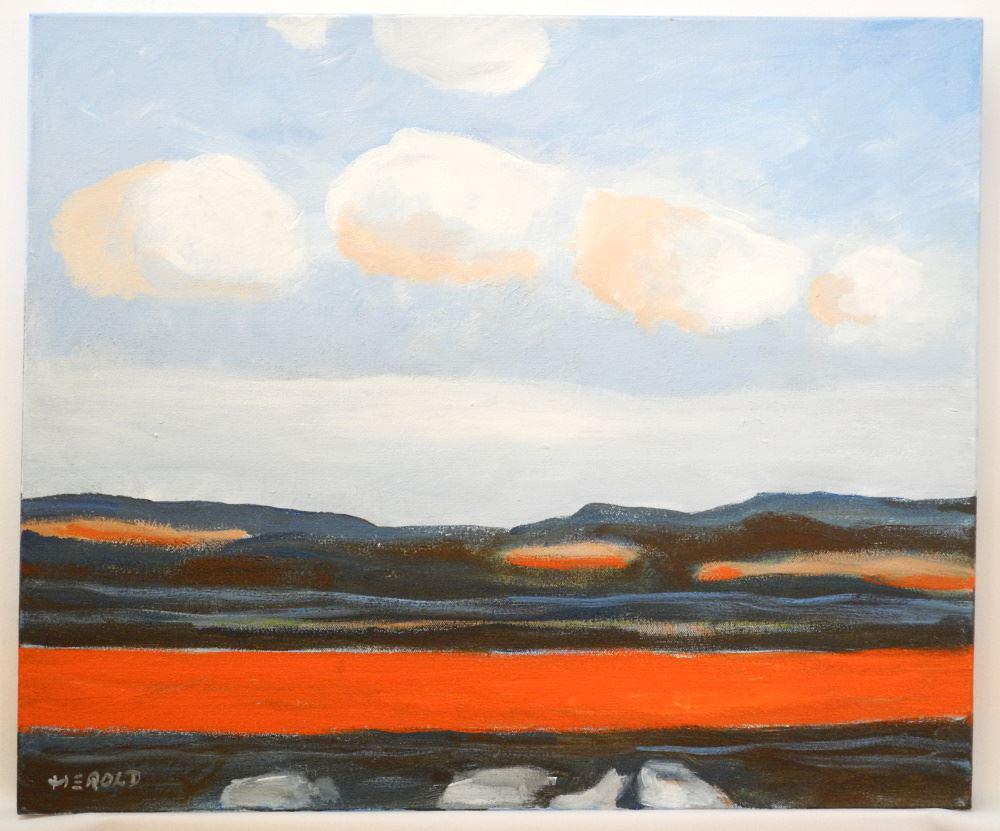 Oil on Canvas Signed (Hans) Herold, 22" x 24", "Sky".: Oil on Canvas Signed (Hans) Herold, 22" x 24", "Sky".