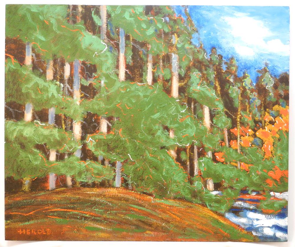 Oil on Canvas Signed (Hans) Herold, 30" x 36", "Autumn".: Oil on Canvas Signed (Hans) Herold, 30" x 36", "Autumn".