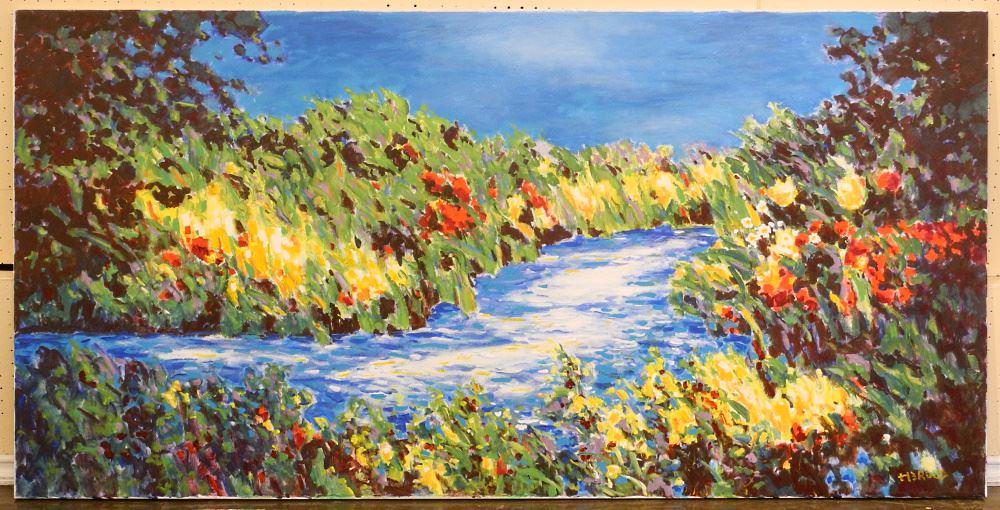 Oil on Canvas Signed (Hans) Herold, 36" x 72", "September on Van. Isl.".: Oil on Canvas Signed (Hans) Herold, 36" x 72", "September on Van. Isl.".