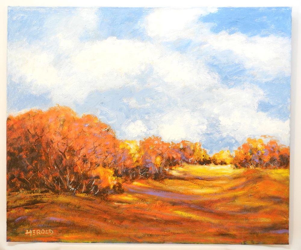 Oil on Canvas signed (Hans) Herold, 30" x 36", "Fall Landscape".: Oil on Canvas signed (Hans) Herold, 30" x 36", "Fall Landscape".