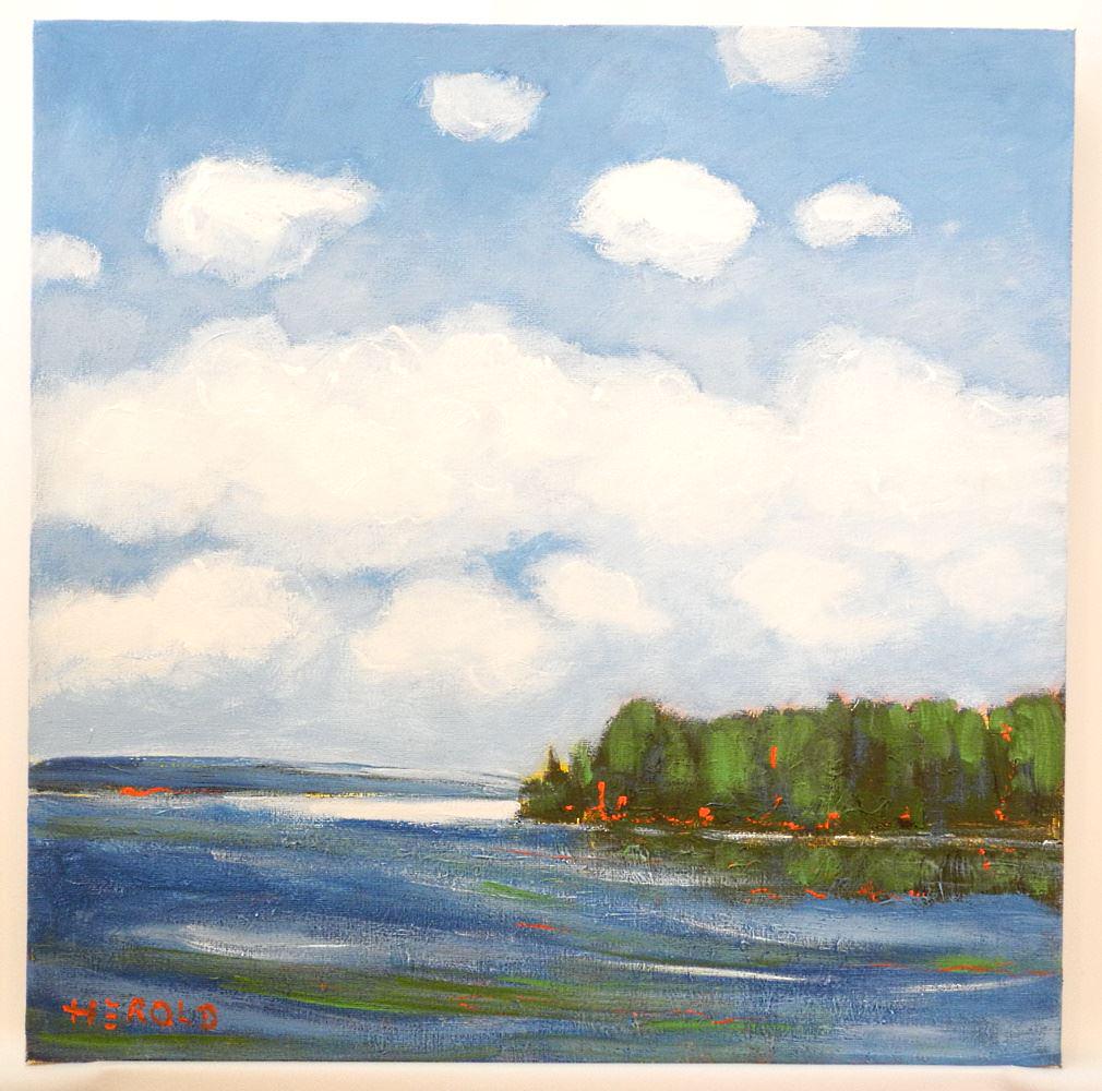 Oil on Canvas Signed (Hans) Herold, 24" x 24", "A Nice Day".: Oil on Canvas Signed (Hans) Herold, 24" x 24", "A Nice Day".