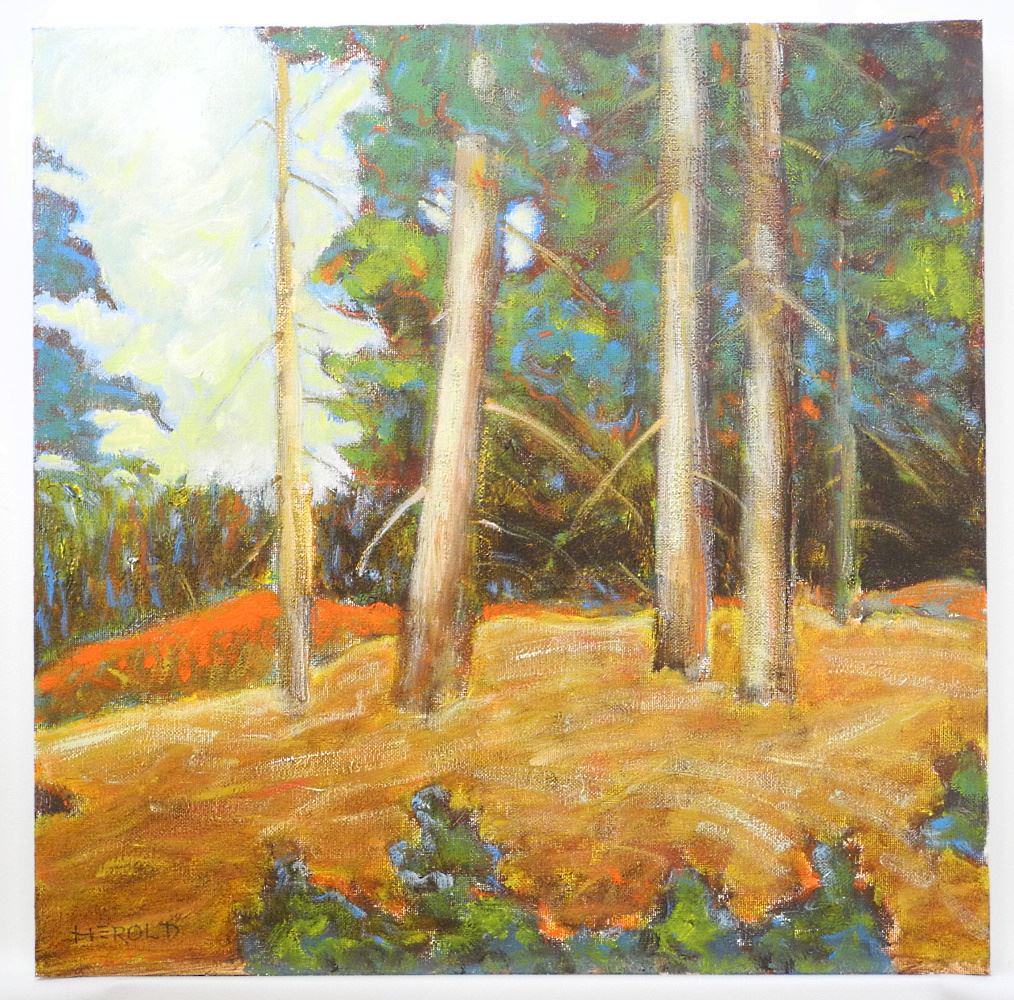 Oil on Canvas Signed (Hans) Herold, 24" x 24", "Edge of Wood".: Oil on Canvas Signed (Hans) Herold, 24" x 24", "Edge of Wood".
