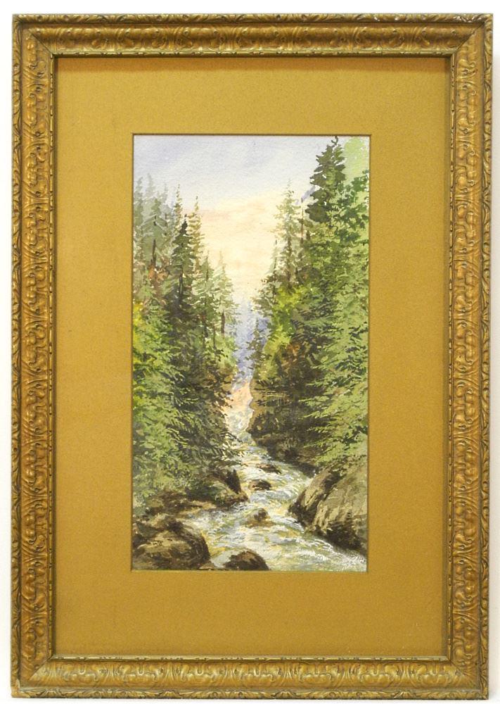 Watercolour Monogramed WJB (Walter James Baber), 10 7/8" X 5 7/8", "Capilano Canyon Vancouver: Watercolour Monogramed WJB (Walter James Baber), 10 7/8" X 5 7/8", "Capilano Canyon Vancouver