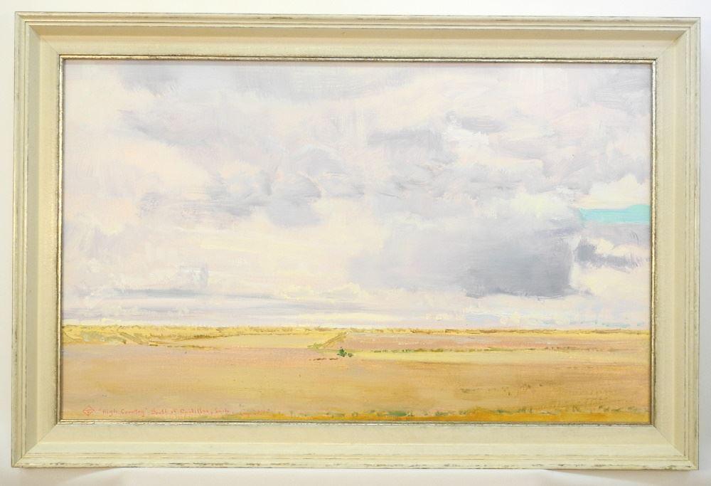 Oil Board Monogramed TF (Terry Fenton), 18" X 29 1/2","High Country South".: Oil Board Monogramed TF (Terry Fenton), 18" X 29 1/2","High Country South".