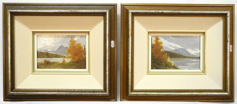 2 Oils on Board signed Gordon Rauch, 4 1/4" x 6 1/4", "Western Sky" & "Untitled". (1 of 8)