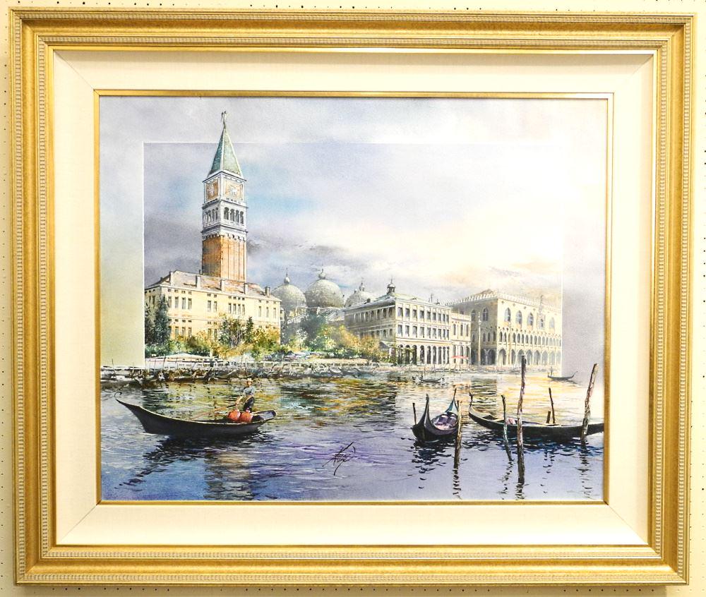 Acrylic on Canvas Signed J. (Jacques) Donnay, 32" x 40", "Gondol sur le Grande Canala".: Acrylic on Canvas Signed J. (Jacques) Donnay, 32" x 40", "Gondol sur le Grande Canala".