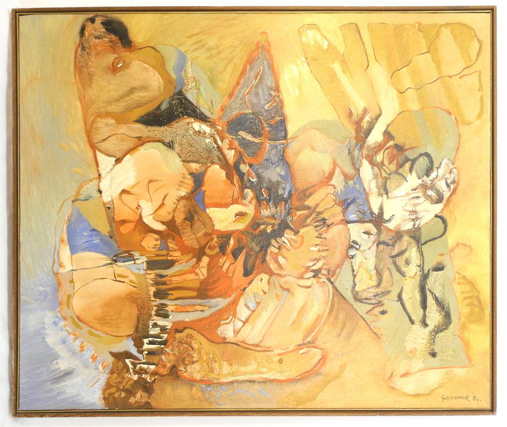 Oil Canvas Signed (James) Gardaneer 80, 36" X 43", "Abstraction". (1 of 4)