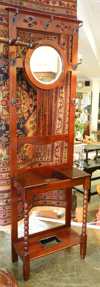 English Mahogany Hallstand with Drip Pan, 73 5/8"h. (1 of 3)
