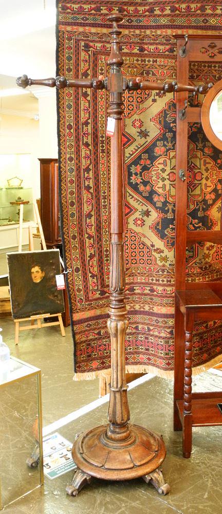 Victorian Mahogany Hall Tree, 75"h., restorations noted. (1 of 3)