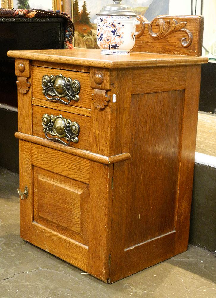 Golden Oak Side Cabinet with Fancy Hardware, 31" h.: Golden Oak Side Cabinet with Fancy Hardware, 31" h.