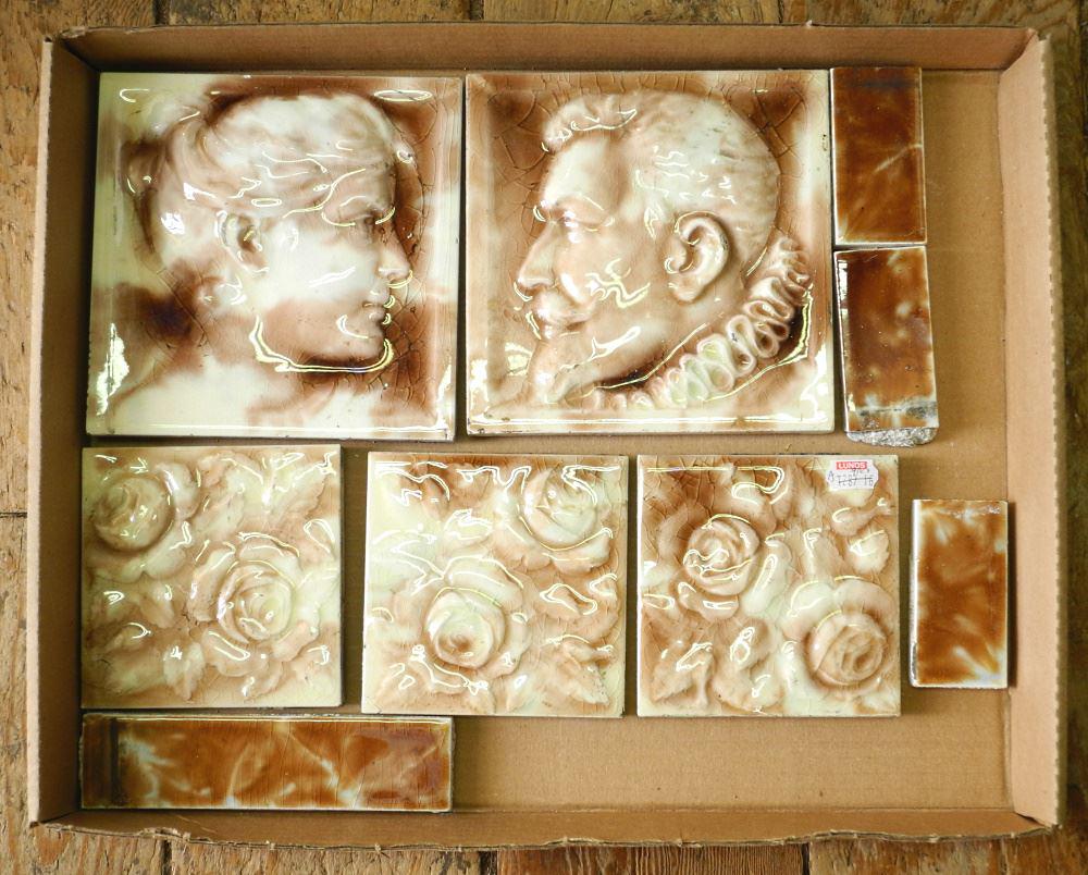 Lot of A.E.Tile Co. Tiles, 9 pieces Portrait Tiles 6" x 6". (1 of 4)
