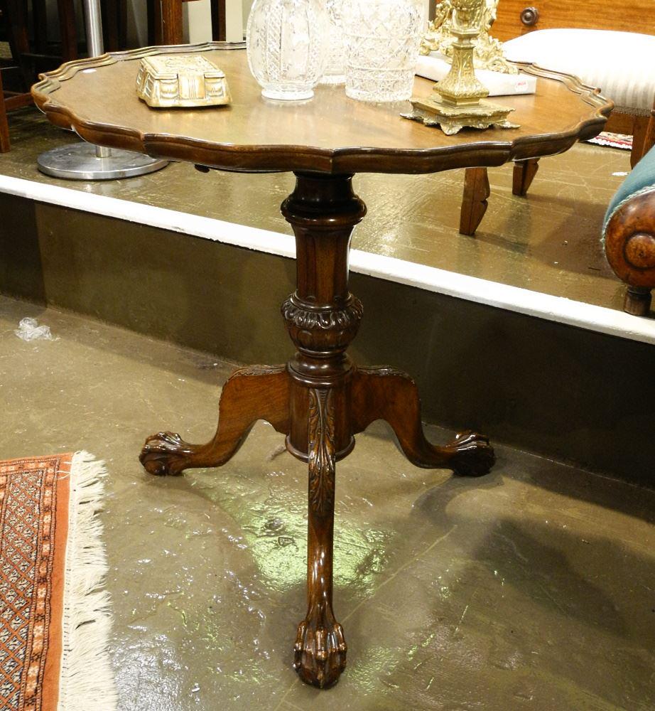 Georgian-Style Mahogany Pawfoot Tilt Top Table, 28 1/4" High. (1 of 2)