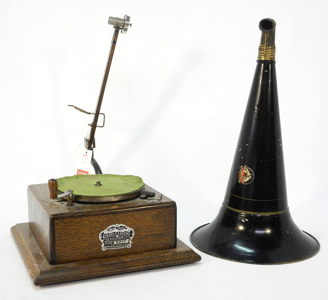 Victor Berliner Phonograph with Table Top Horn, 17 3/4" L. (1 of 8)