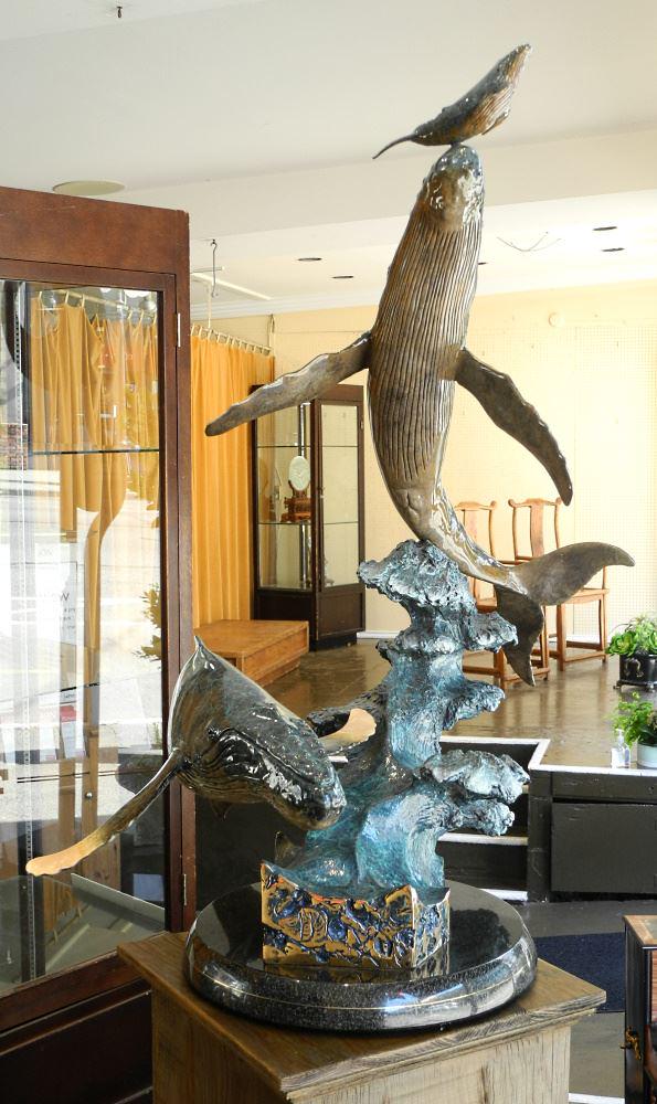 Artist's Proof Cast & Patinated Bronze Signed Wyland (Robert), 36 1/2"h, "Humpback Whales". (1 of 13)