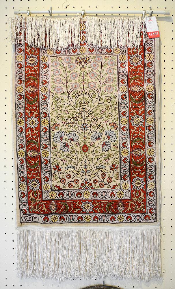 Hereke Silk Prayer Rug, Approx. 38" x 19". (1 of 7)