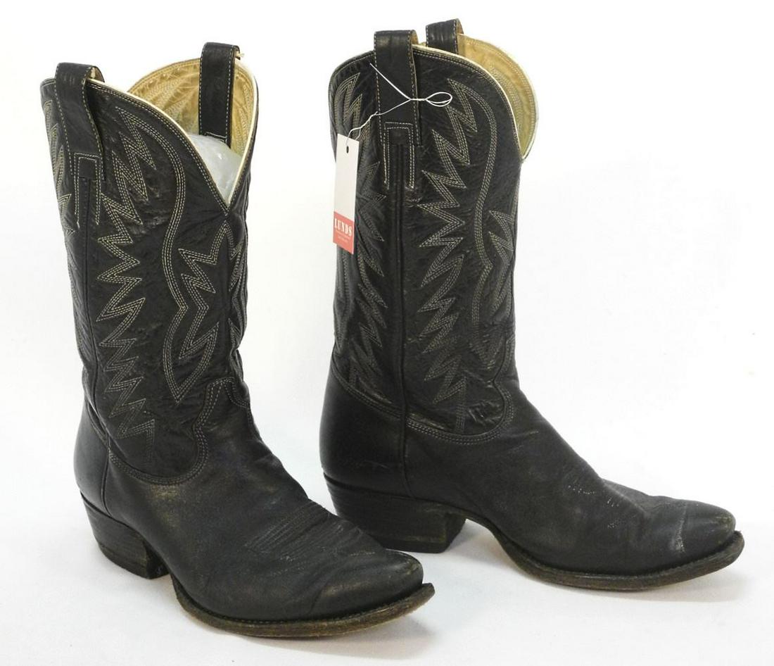 Pair of Don Quixote Black Leather Cowboy Boots, size 9 1/2". (1 of 3)