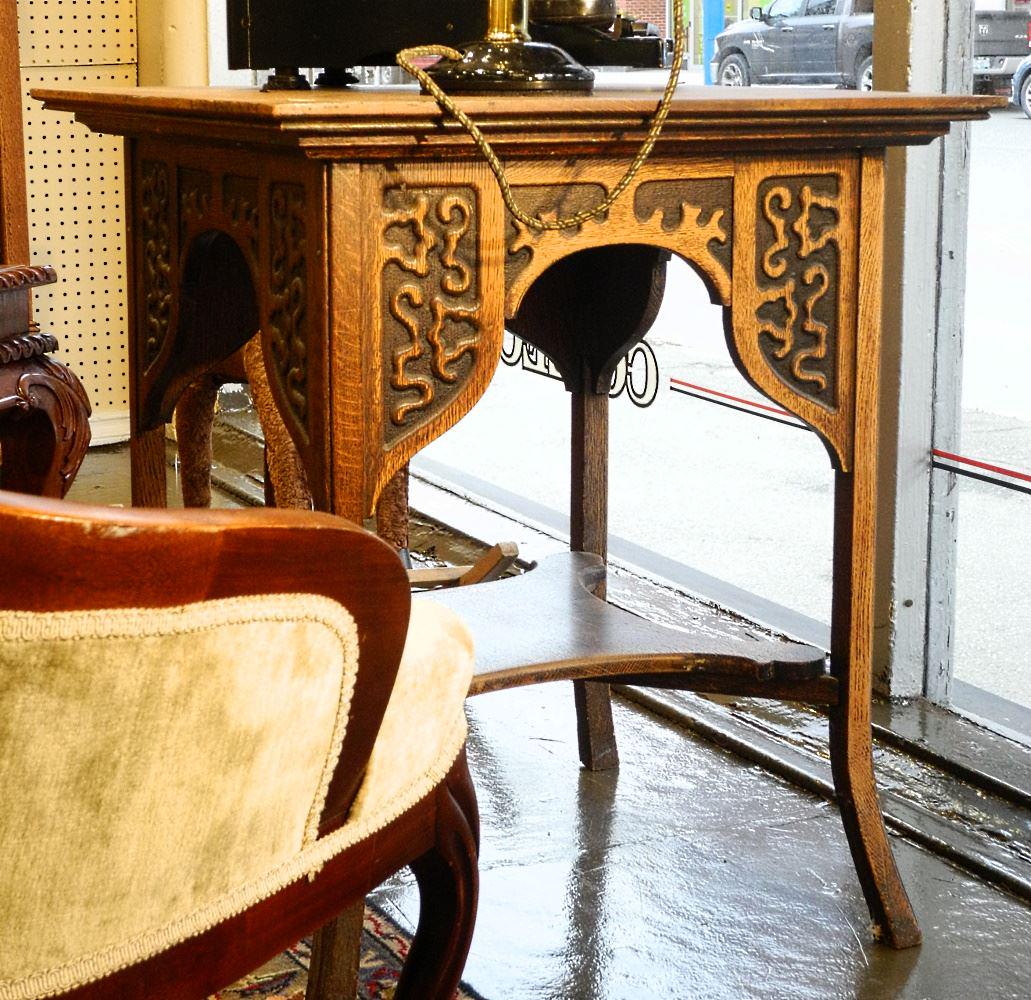 W.A. Berkey Furniture Co. Oak Parlor Table, 27 5/8" High. (1 of 3)