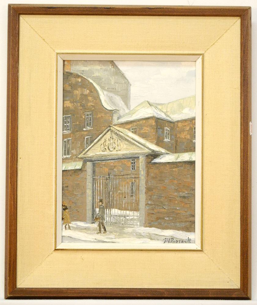 Oil on Board signed by Marion Perrault, 9 x 12","Seminaire Sulpician Montreal": Oil on Board signed by Marion Perrault, 9 x 12","Seminaire Sulpician Montreal"