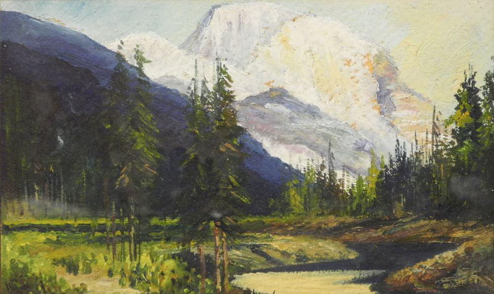 Watercolour & Oil on Paper signed W. (William E.) Stanley, 5" x 8", "Mont Sir Donald". (1 of 2)