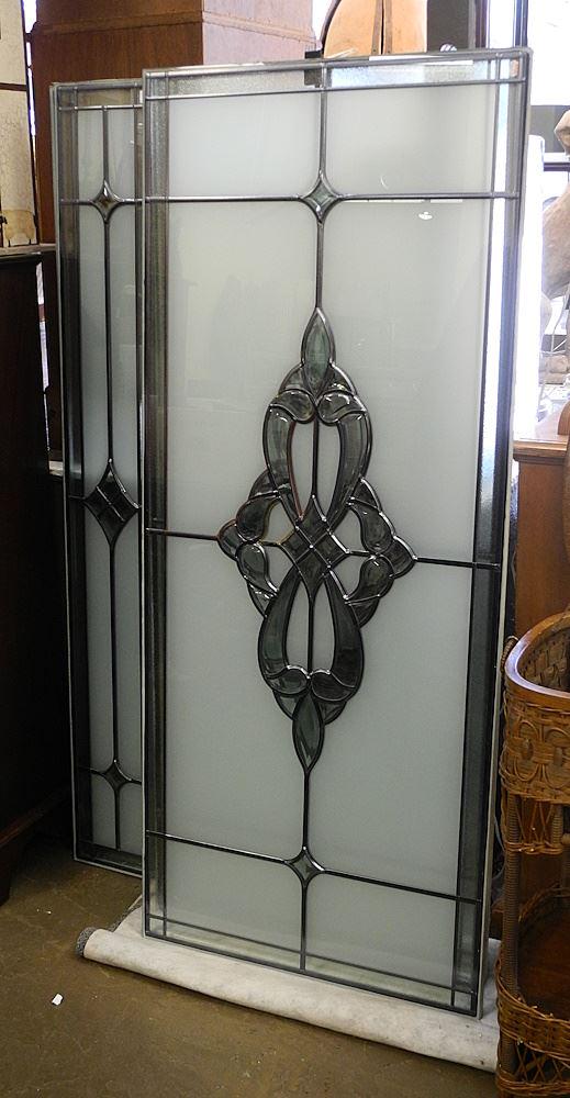 5 Leaded Glass Panels:3@ 58 1/2" x 24 1/2" x 3/4" / 2@ 58 1/2" x 8 1/2" x 3/4". (1 of 4)