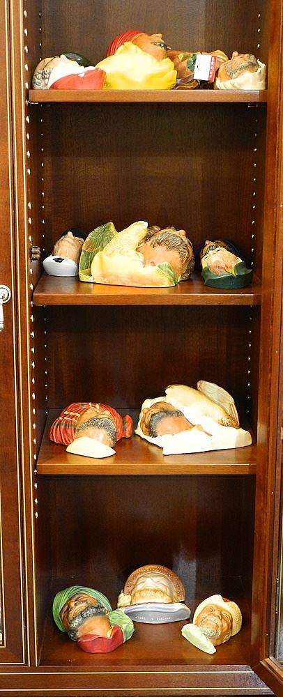 Collection of 13 Bosson's Heads, Mr. Pickwick chipped. (1 of 3)