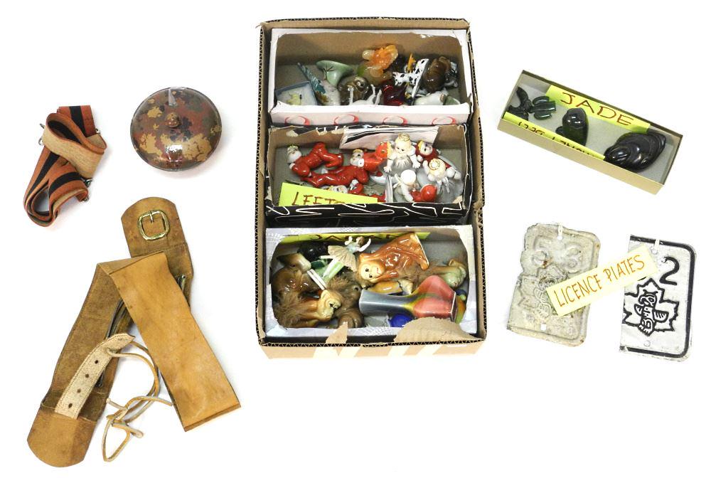 Collection of Vintage Figurines and Sundries:Lefton / Japan / Animals / Jade / Mozy Belts. (1 of 2)