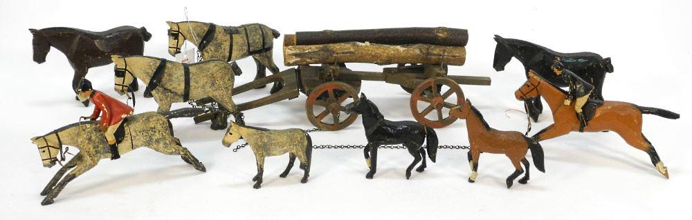 Collection of Folk Art Horse Carving 4 5/8 - 8 1/2"L. (1 of 3)