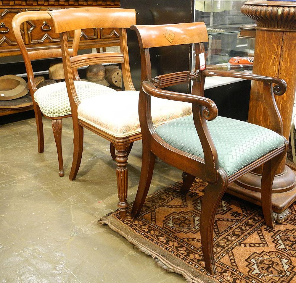 3 19th and Early 20th Century Mahogany and Walnut Dining Chairs, 32 1/2" - 37 7/8"H. (1 of 2)