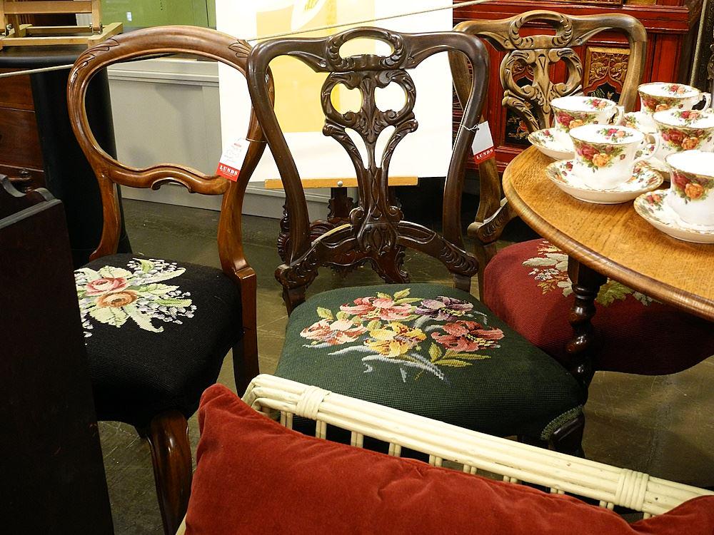 5 Needle Pointed Victorian Style Occasional Chairs, 4 are 33 3/8"H.: 5 Needle Pointed Victorian Style Occasional Chairs, 4 are 33 3/8"H.