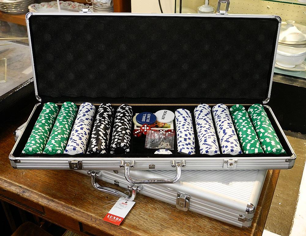 Two Cased Sets of Poker Chips, 9 x 23 x 2 3/4". (1 of 1)