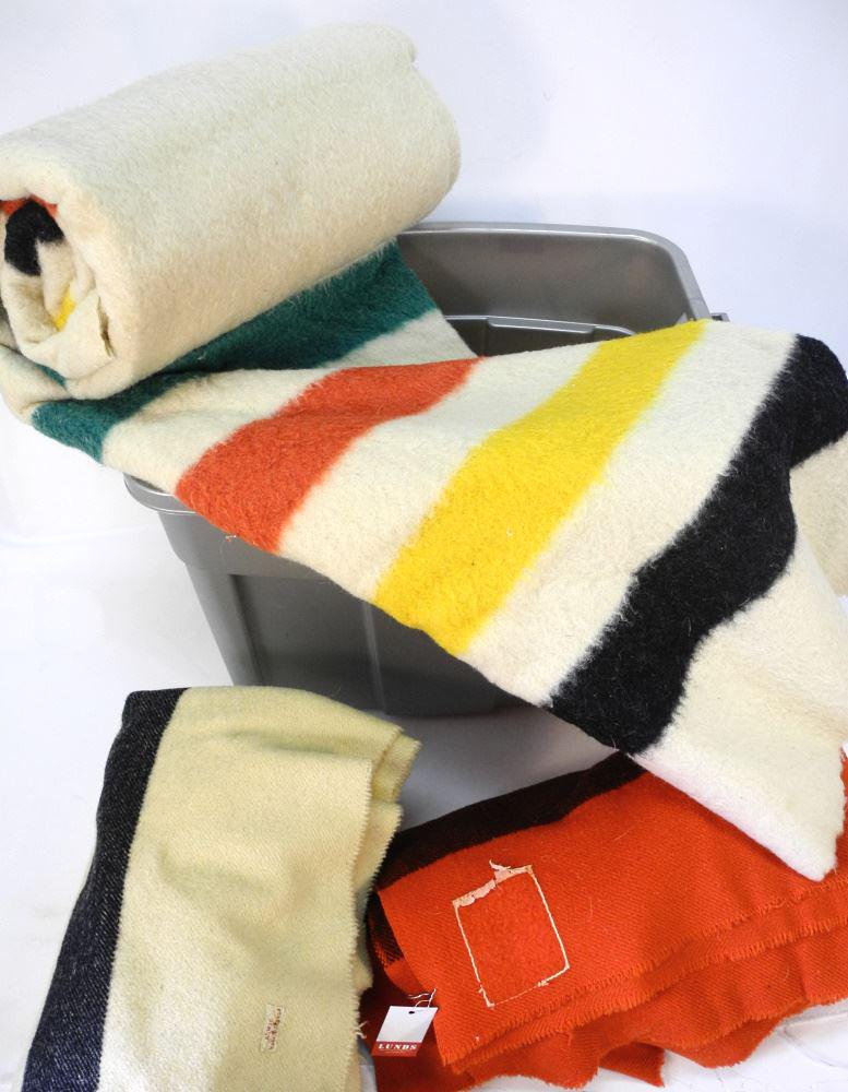 3 H.B.Co. & H.B. Co.- Style Blankets, 2 3 1/2 Pts / 1 4 Pt., missing labels and cond. (1 of 4)