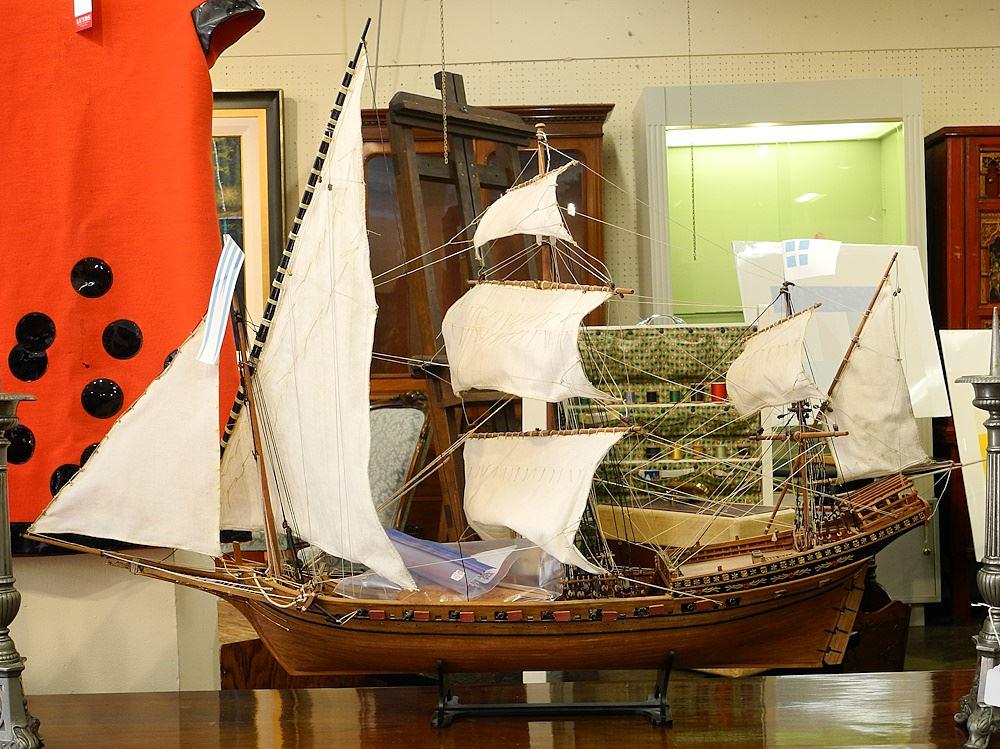Ship's Model (France 1750) "Misticque", 31" x 41" x 8 1/2" (1 of 2)