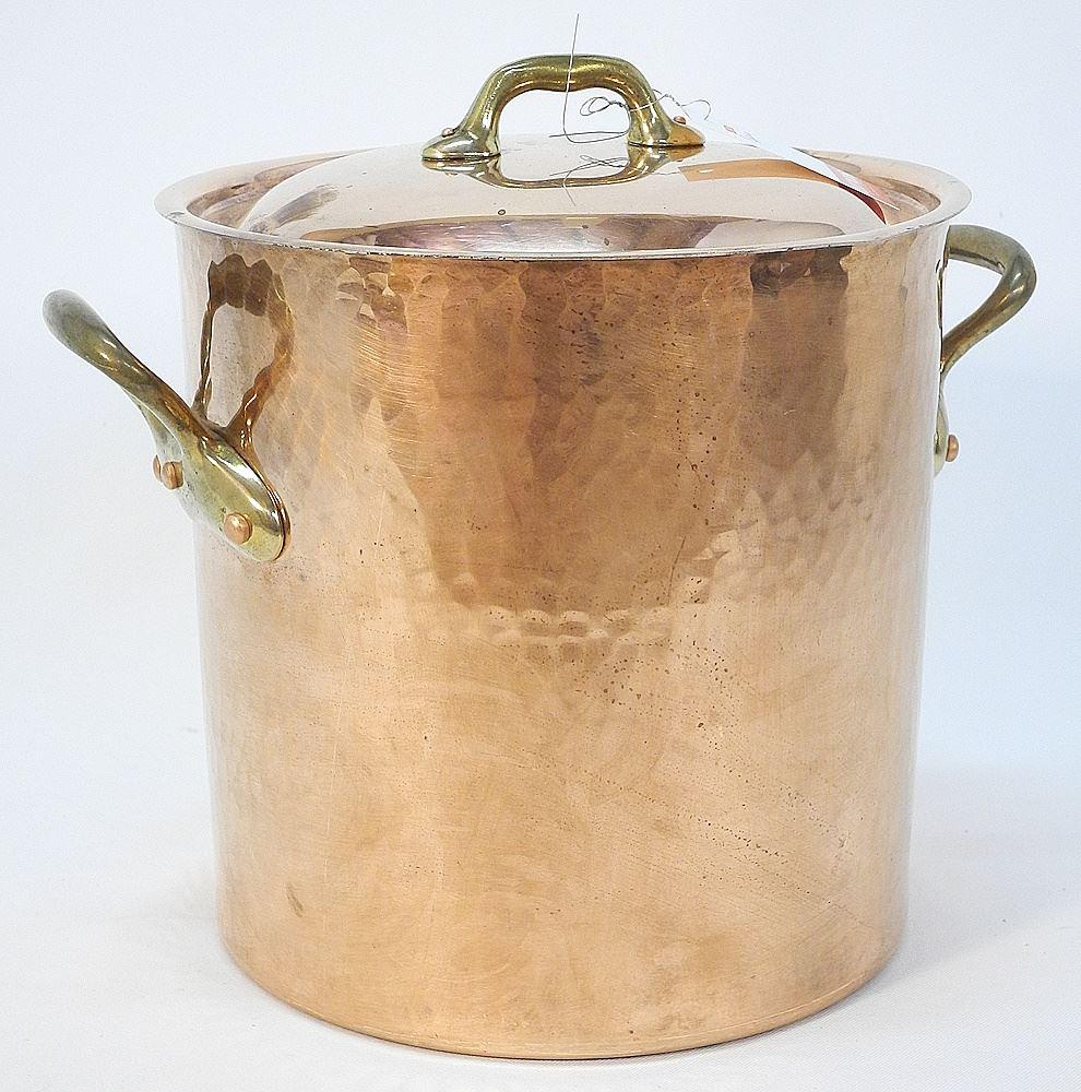 Mauviel Copper Stock Pot marked "Made in France", 11"H.: Mauviel Copper Stock Pot marked "Made in France", 11"H.