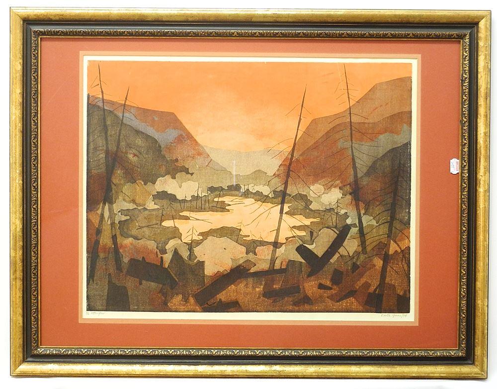 Serigraph signed by Edith Jones/79, 14 1/2 x 18 3/8" "Afterglow", 2/6. (1 of 3)