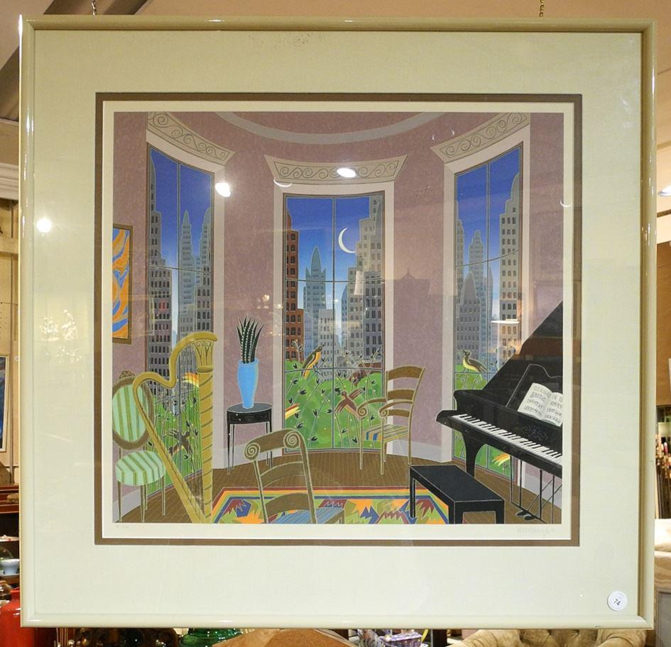 Serigraph signed (Thomas) McKnight, 25 1/2" x 27 1/4", "Interior Scene", AP 21/30. (1 of 2)
