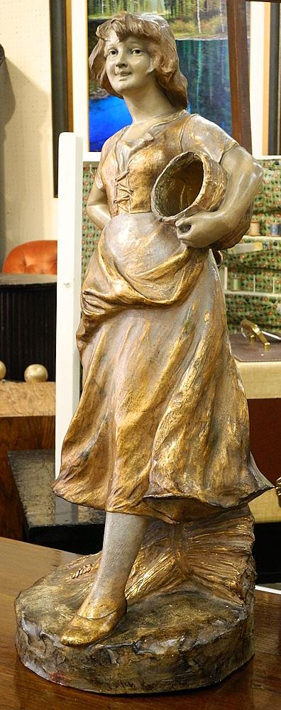 Pair of Molded Plaster Composition Figures, 24 1/2"H.(restoration noted). (1 of 2)