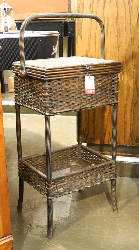 Vintage Canada Furniture Manufacturing Wicker Work Table, 27"H. (1 of 1)