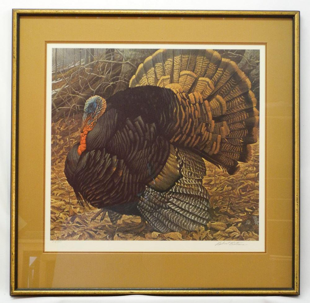 Ltd. Ed. Print Signed Robert Bateman, 21 1/2" x 22 5/8", "Wild Turkey". (1 of 3)