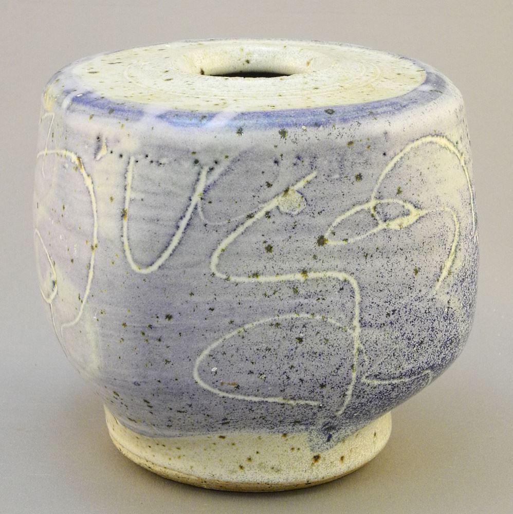 Stoneware Vase signed (Walter) Dexter, 5 1/8" x 5 3/8" x 5 3/8". (1 of 4)