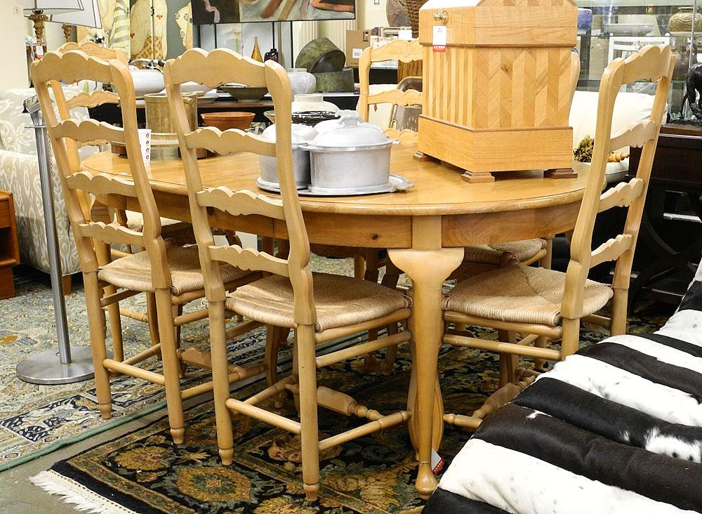 Habersham Plantation 7 Pc. French Provincial Dining Suite, 44"d. with 2 leaves. (1 of 4)