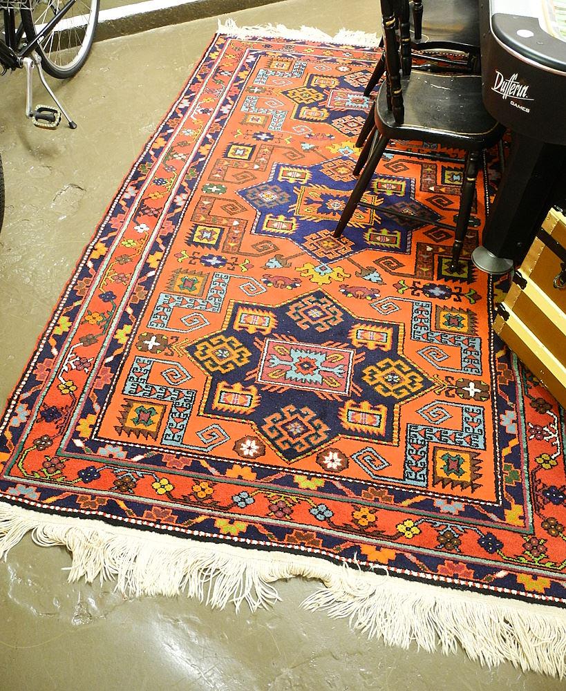 Central Asian Hand Knotted Wool Carpet, approx. 8'9" x 5'. (1 of 2)