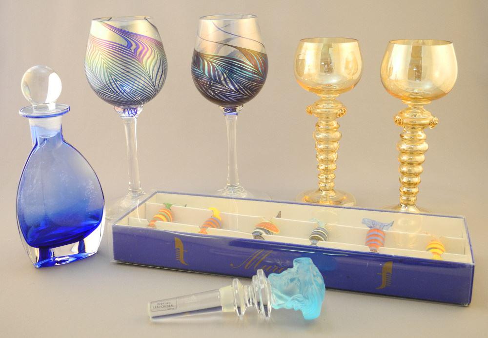 Rosenthal Versace Stopper and Cased Set of Murano Glass Candies with 4 Glass Goblets. (1 of 5)