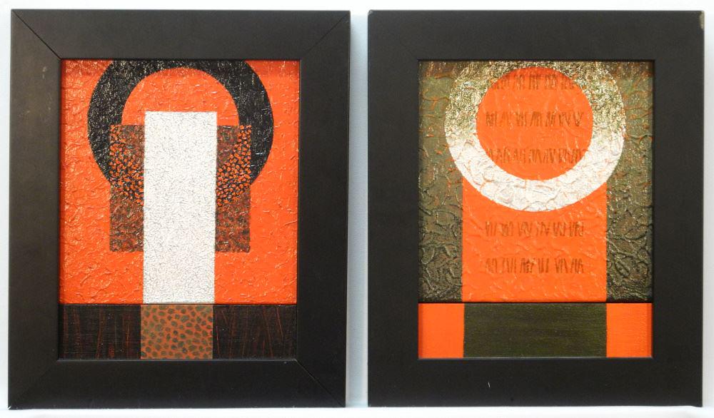 2 Mixed Media Signed Catherine Moffat Verso, 9 1/2" x 7 1/2", "Ring Cycle". (1 of 7)