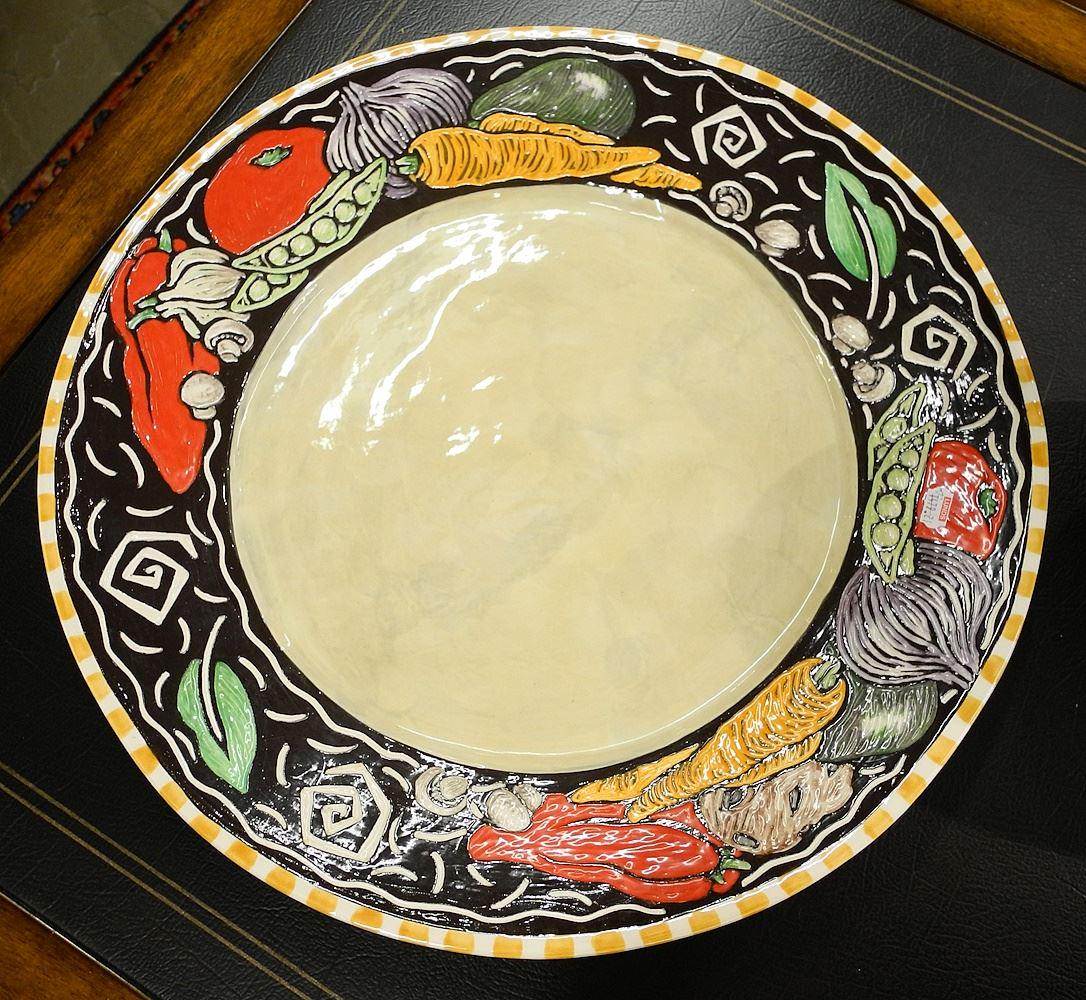 Pottery Charger signed Sandra Millott, 18 5/8" diam. (1 of 2)