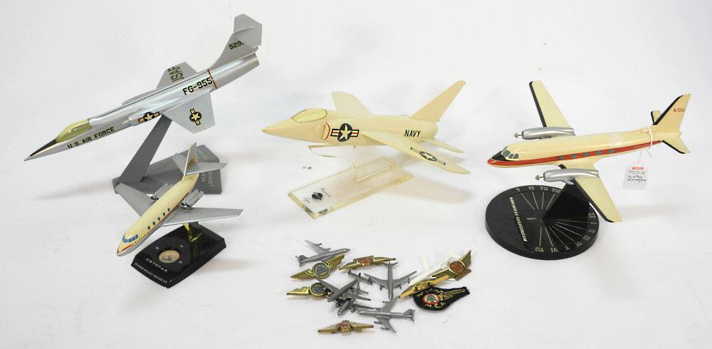 Collection of 4 Model Aircraft, Grumman & Lockheed with Miniatures and Wings. (1 of 3)
