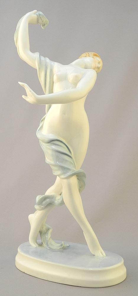 Zsolnay porcelain Dancer Figure, 12 7/8"H.: Zsolnay porcelain Dancer Figure, 12 7/8"H.