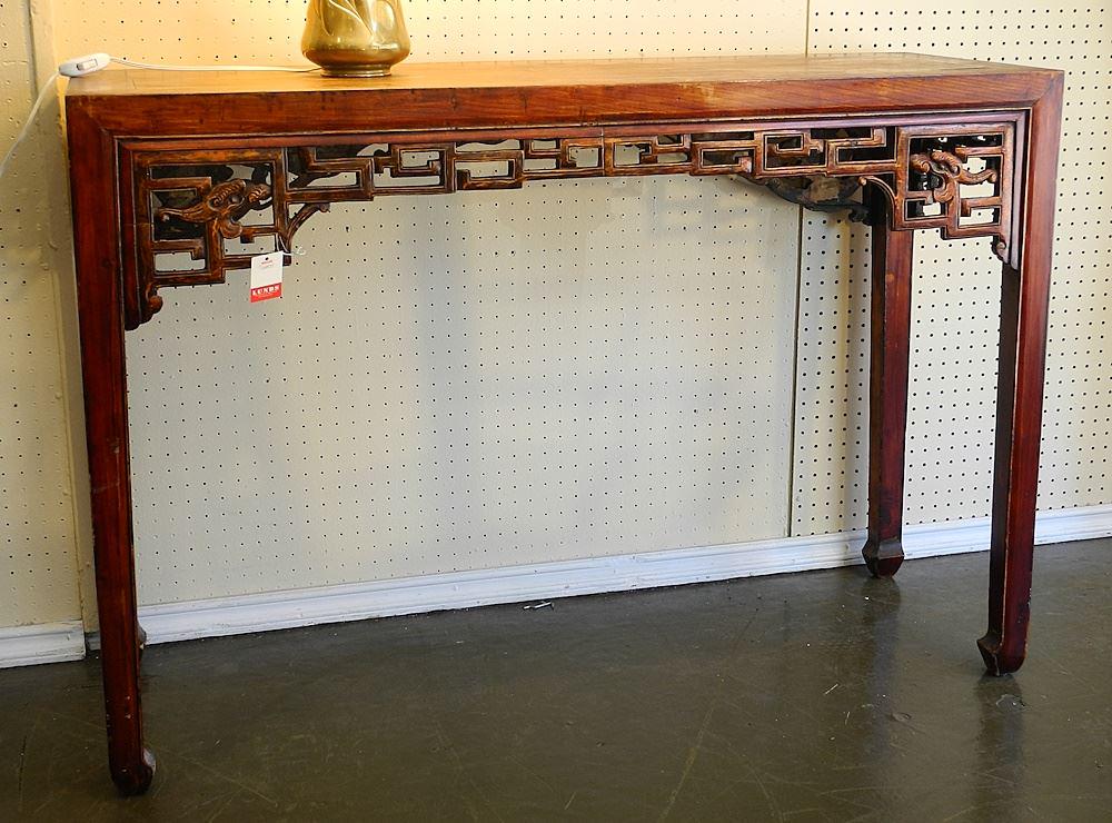 Chinese Elm Altar Style Table, 34 1/4" x 50" x 17 3/4". (1 of 4)